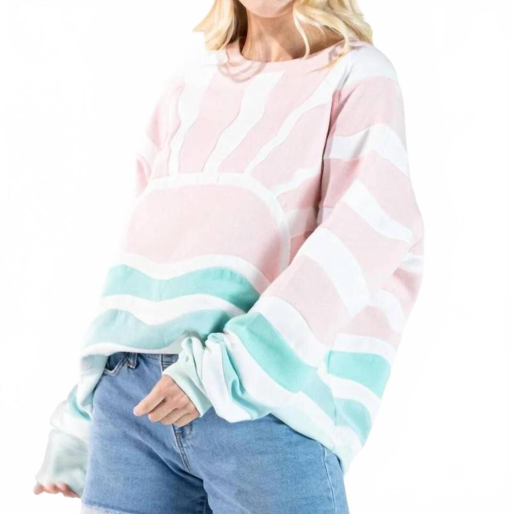 NEW SIMPLY SOUTHERN sun patch crewneck sweatshirt in pink